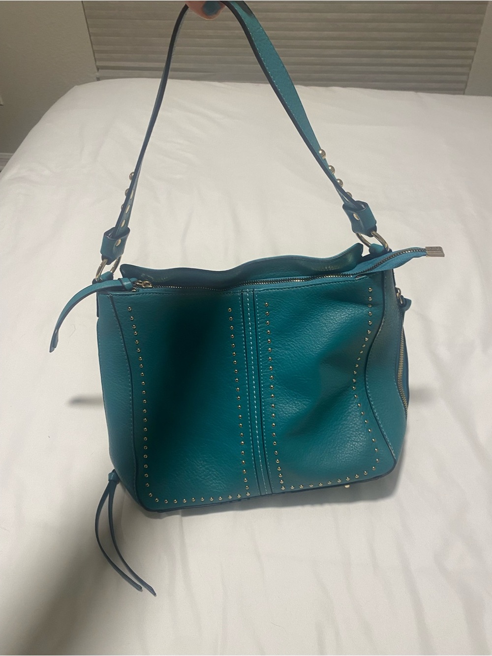 Montana West Teal Shoulder Bag with Gold Stud Accents